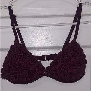Maroon xhilaration crochet bikini top